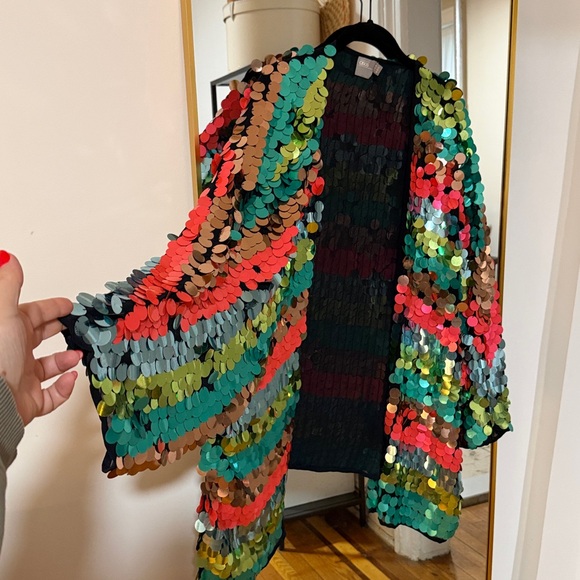 EUC ASOS Sequin Open Kimono - Picture 2 of 5